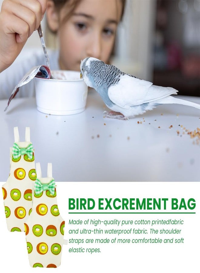 ZIBUYU® 2-Piece Bird Flight Suit Diaper with Kiwi Pattern Soft Waterproof Fabric, Adjustable Fit, and Cute Bowknot Style for Parrots, Parakeets, Cockatiels, Lovebirds, and Small Birds - Image 4